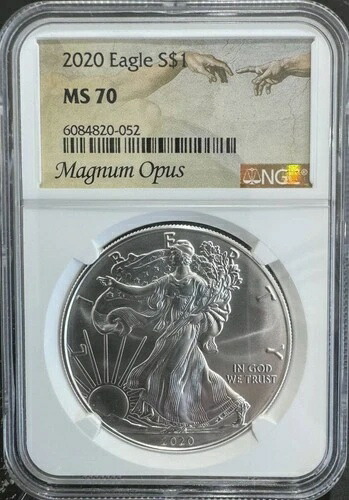 2020年 アメリカン・シルバー・イーグル MS 70 NGC マグナム・オーパス・ラベル