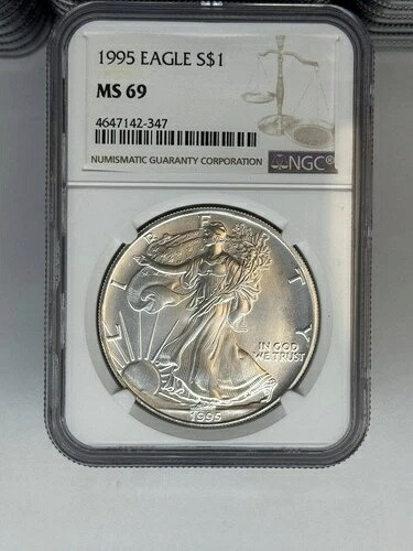 1995年 1オンス シルバーイーグル NGC MS69 (ラベルは異なる場合があります)