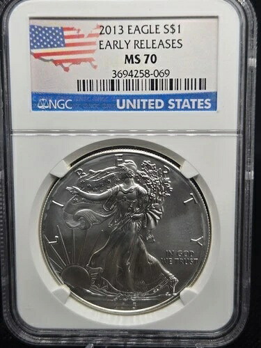 2013年アメリカン・シルバー・イーグル ? NGC MS70 ? 早期リリース?地金パーフェクション ??