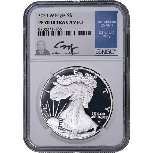 2023年 W $1 アメリカン・シルバー・イーグル・ダラー ~ NGC PF70 ウルトラカメオ - エドマンド・モイ・オート