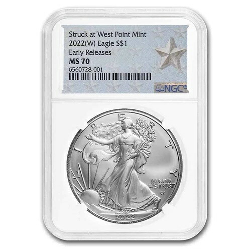 2022-(W) アメリカン・シルバー・イーグル MS-70 NGC (ER、スターラベル)