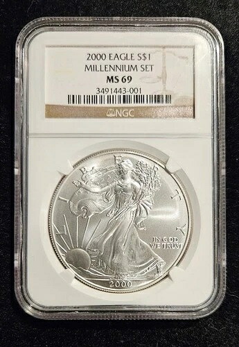 2000年 ブリリアントミレニアムセット 1オンス .999 シルバーイーグル NGC MS69 ブラウンラベル