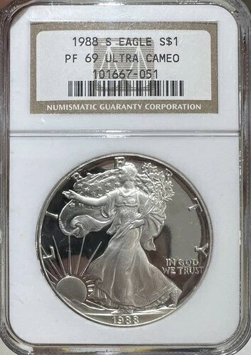 1988年 サウスアメリカン シルバーイーグル NGC PF-69 ウルトラカメオ