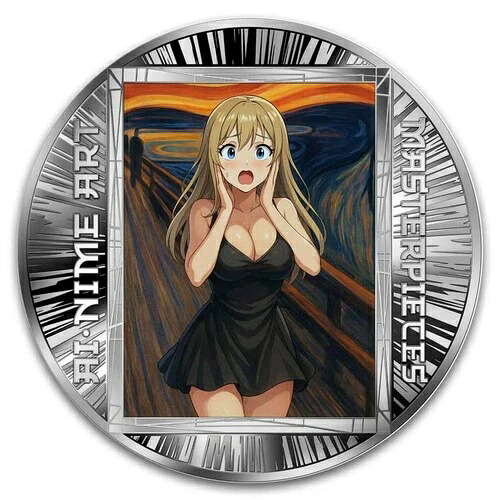 2025年 カメルーン 1/2オンス 銀貨 AI?NIME アート：叫び（ブリスター入り）