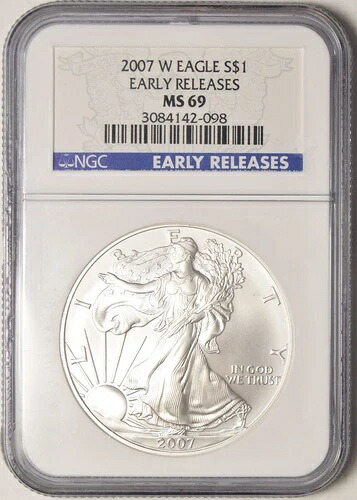 2007-W バーニッシュド シルバー イーグル NGC MS-69 アーリーリリース #42-098