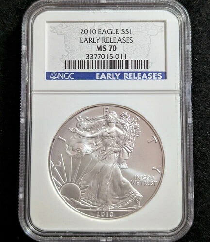 2010 シルバー イーグル ドル コイン $1 NGC MS 70 早期リリース 3377015-011 1 オンス 完成品... 39,325円