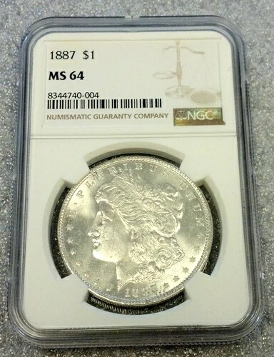 1887年 モルガン シルバー ドル NGC MS64 ホワイト (3041)