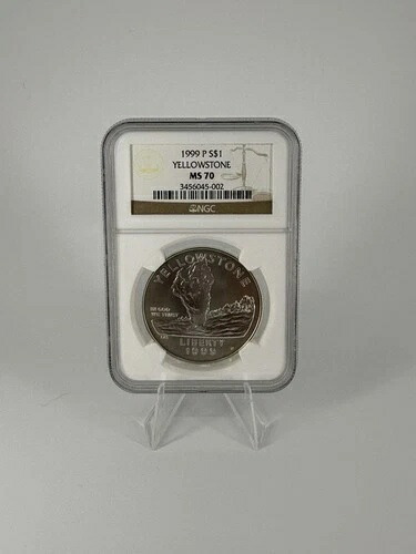 1999年 Pイエローストーン記念シルバードル NGC MS70 ブラウンラベル -