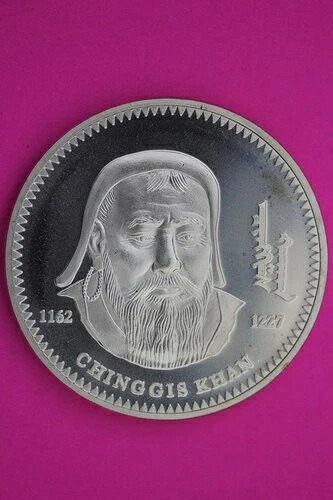 2002年 チンギス・ハーン モンゴリア 1000トグルグ 1オンス .999 銀貨 本物 1915年