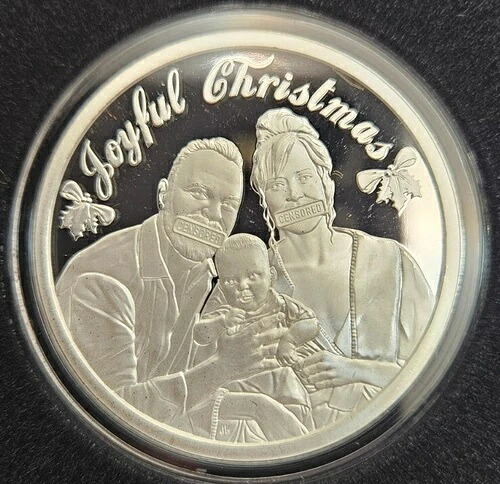 1オンス .999 シルバーシールドプルーフ 喜びのクリスマス 消費主義 検閲 親