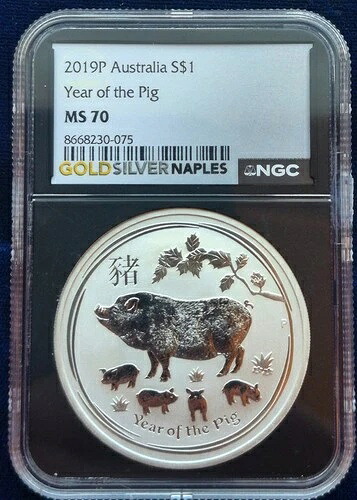 2019 P 1オンス .9999 シルバー オーストラリア 旧暦亥年ドル 1ドル NGC MS 70