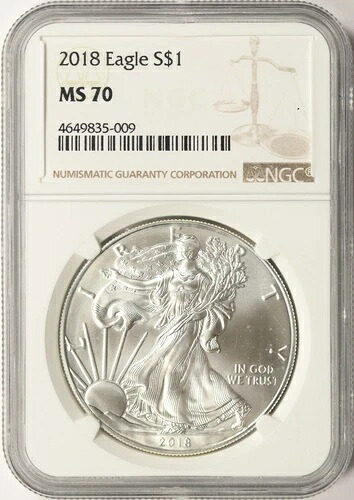 2018年 1ドル アメリカン シルバー イーグル NGC MS70