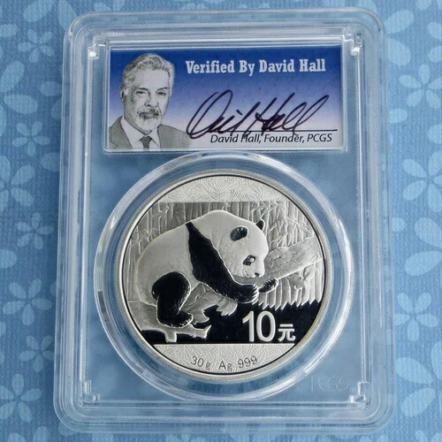 2016年 PCGS MS 70 中国パンダシルバー 10元、デビッド・ホール直筆ラベル、ポップ300