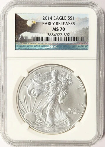 2014年 1ドル アメリカン シルバー イーグル NGC MS70 早期リリース 39,325円