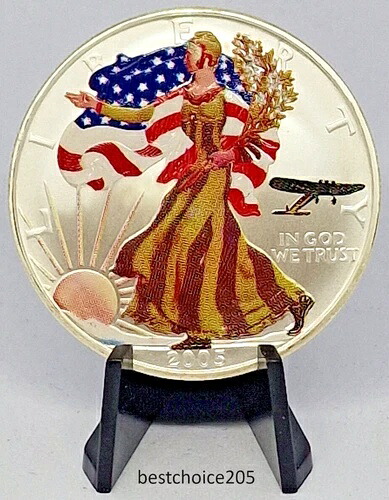 銀貨: 2005年アメリカンイーグルカラー「プレーン」 - 1オンス 純銀 0.99ドル
