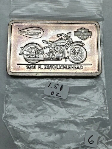 1.5オンス 1941 FL 74/ナックルヘッドハーレーダビッドソンモーターサイクル 0.999ファインシルバーバー-