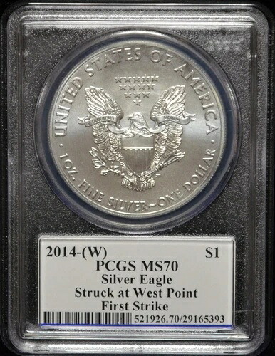 2014-W 1ドル アメリカン シルバー イーグル PCGS MS70 .999 シルバー #J009
