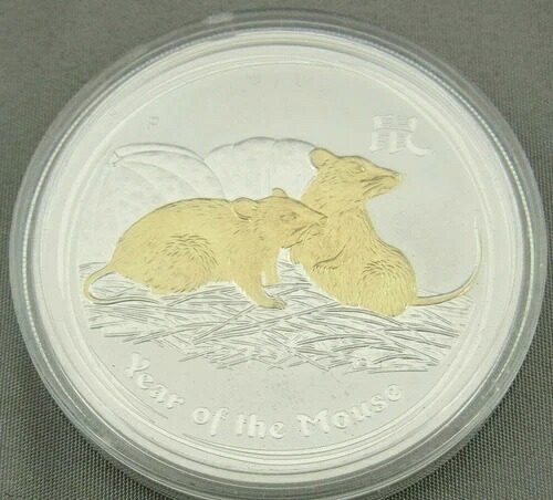 1ドル オーストラリア、2008年、銀貨 Ag 1オンス 999/- ねずみ年-
