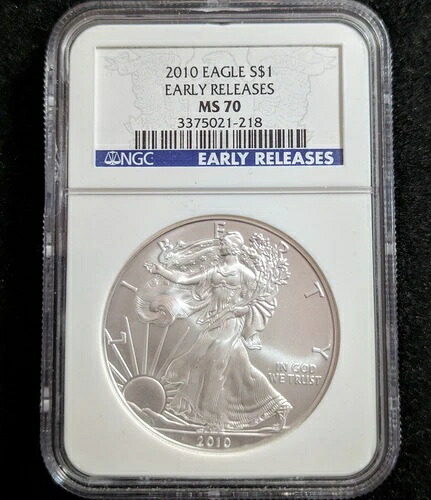 2010 シルバー イーグル ドル コイン $1 NGC MS 70 早期リリース 3375021-218 1 オンス 完成品...