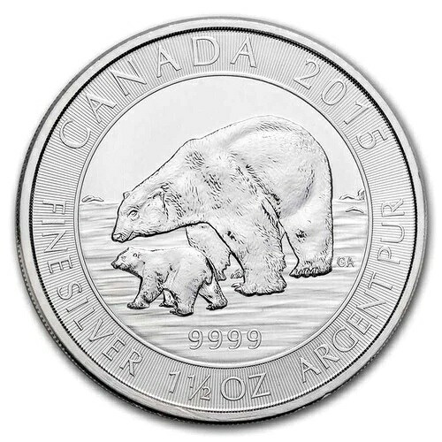 カナダ 1.5オンス 銀貨 $8 BU (ランダム年、擦り傷あり)
