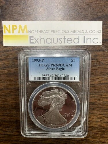 1993年 P PCGS PR69DCAM 1ドル シルバーイーグル