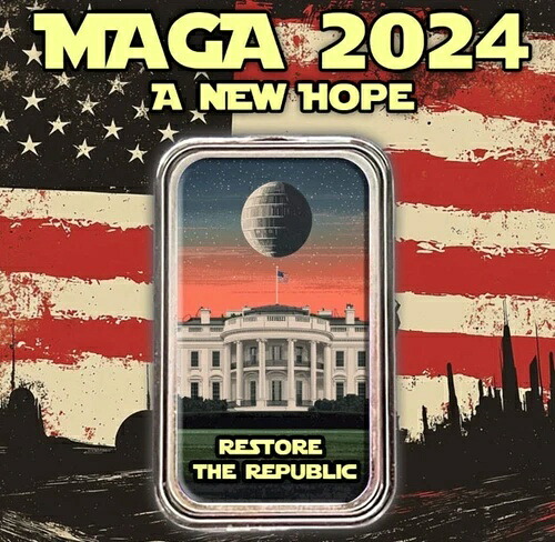 2024年 1オンス .999 シルバー アートバー トランプ・イーロン・ヴァンス・ケネディ MAGA 2024