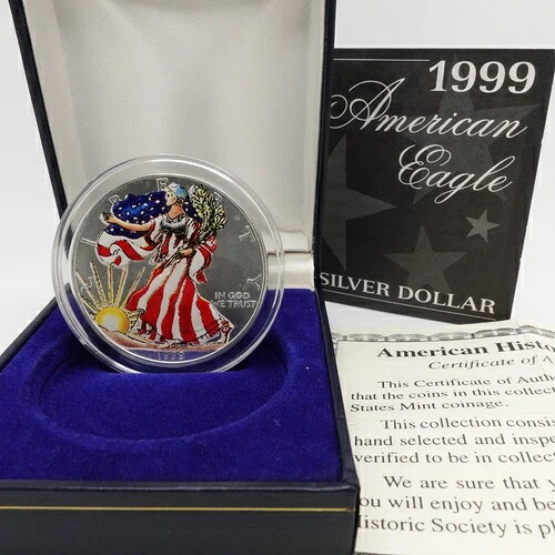 1999年 アメリカンイーグル カラー化 シルバー 1ドルコイン - OGP & COA #Q1