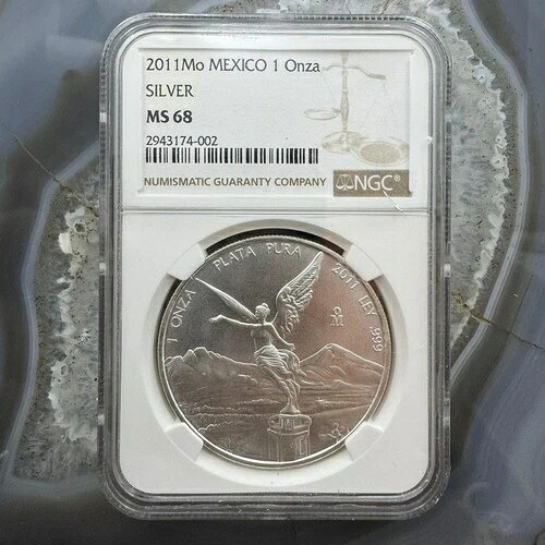2011年 メキシコ 1オンス リベルタッド 999 純銀 NGC MS68 #2943174-002