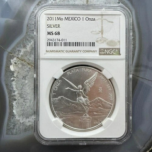 2011年 メキシコ 1オンス リベルタッド .999 純銀 NGC MS68 #2943174-011