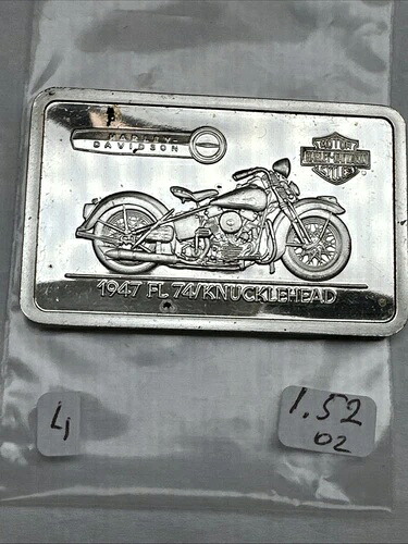 1.5オンス 1947 FL 74/ナックルヘッド ハーレーダビッドソン モーターサイクル 0.999 ファインシルバーバー