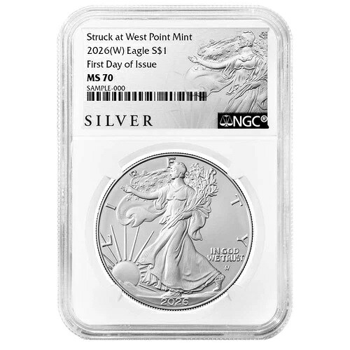 プレセール - 2026 (W) $1 1オンス アメリカンシルバーイーグル NGC MS70 FDI ALSラベル