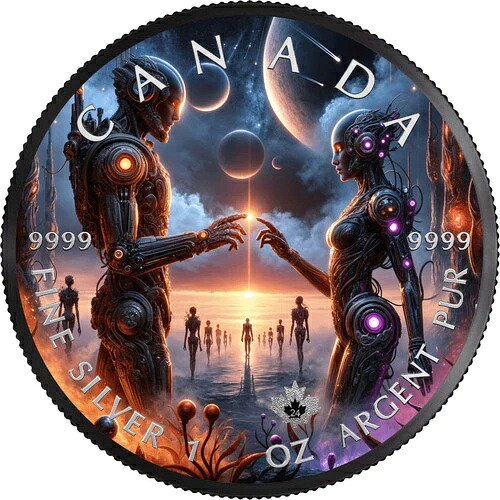 2024年 カナダ メープル アストロノーツ 1オンス シルバー カラー化 ブラック ルテニウム コイン 40,040円