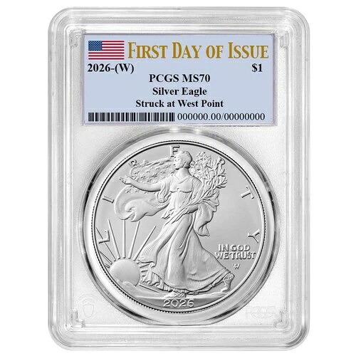 プレセール - 2026 (W) 1ドル 1オンス アメリカン シルバー イーグル PCGS MS70 FDOI フラッグラベル