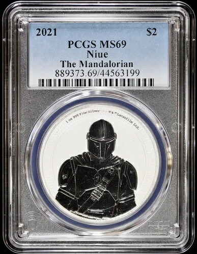 2021年 ニウエ スターウォーズ 1オンス シルバー マンダロリアン PCGS MS69 2ドル