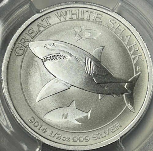 2014年 P オーストラリア 50セント シルバー グレートホワイトシャーク PCGS MS70 PCGS ポップ 41/300k 40,040円