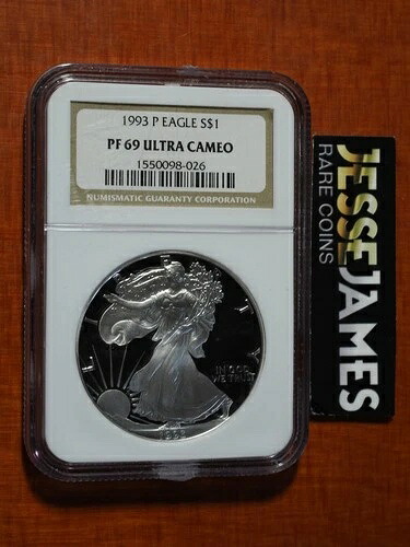 1993年 Pプルーフ シルバーイーグル NGC PF69 ウルトラカメオ クラシック ブラウンラベル