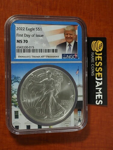 2022年 1ドル シルバーイーグル NGC MS70 発行初日 ドナルド・トランプ ホワイトハウスコア 40,040円