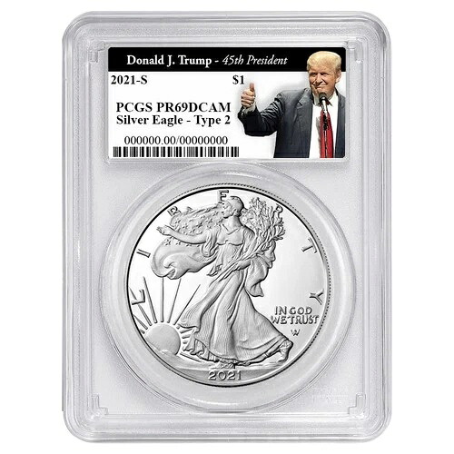 2021-S プルーフ $1 タイプ2 アメリカンシルバーイーグル PCGS PR69DCAM トランプ第45代大統領