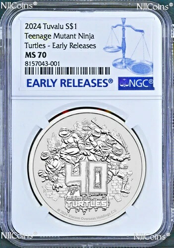 2024年 ティーンエイジ・ミュータント・ニンジャ・タートルズ 40周年記念 1オンス .9999 シルバー 1ドルコイン NGC MS70 ER