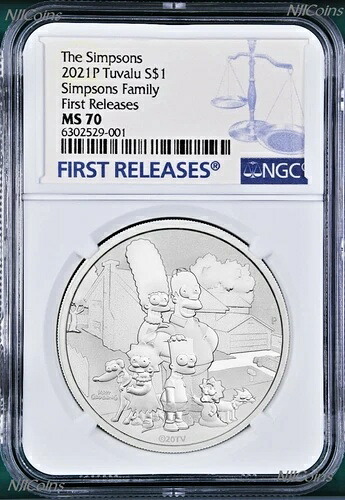 2021年 シンプソンズファミリー シンプソン $1 1オンス .9999 シルバーコイン NGC MS70 FR