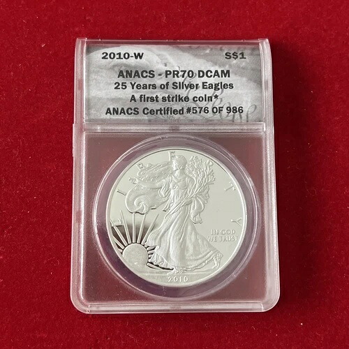 2010-W イーグル銀貨 ANACS PR-70 DCam 25周年記念 シルバーイーグル 40,755円