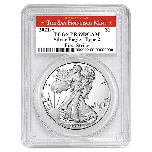 2021-S プルーフ $1 タイプ2 アメリカンシルバーイーグル PCGS PR69DCAM FS サンフランシスコ