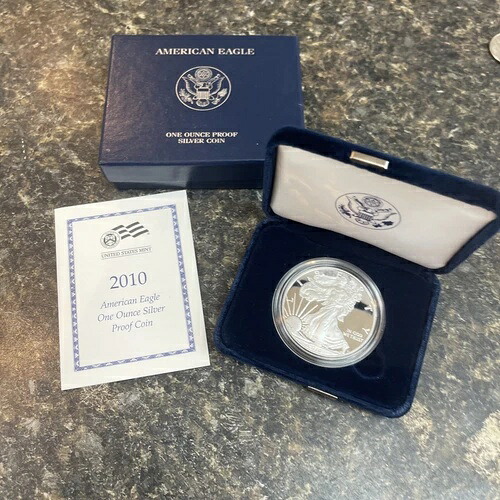 2010年 W アメリカン シルバー イーグル プルーフ ドル 米国造幣局 ASE コイン 箱と保証書付き 40,755円