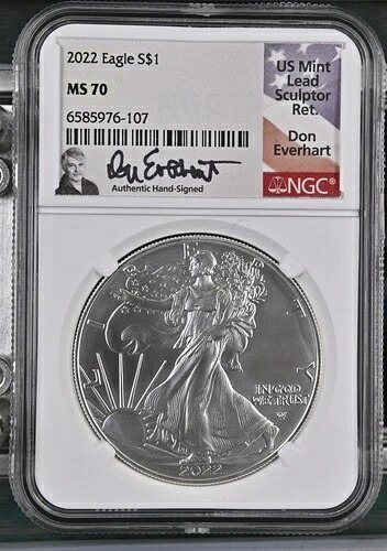 2022年 アメリカン シルバー イーグル NGC MS-70 エバーハート サイン入り