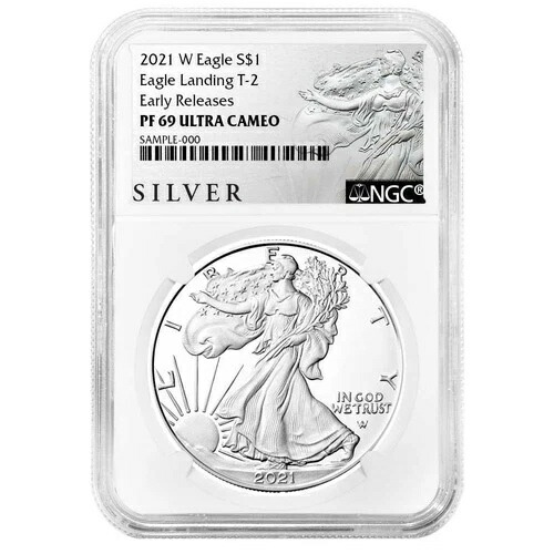 2021-W プルーフ $1 タイプ2 アメリカンシルバーイーグル NGC PF69UC ER ALSラベル