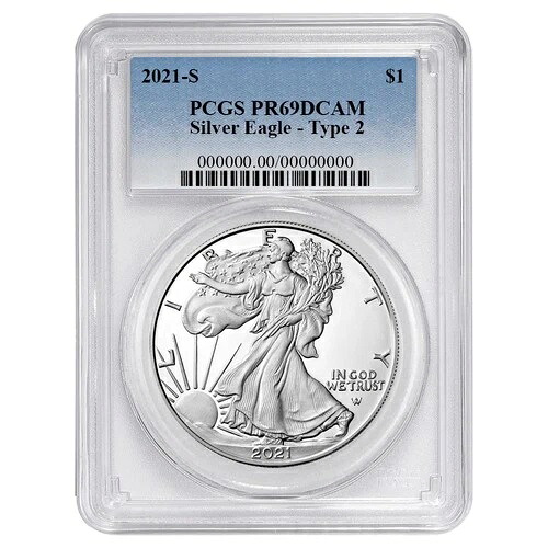 2021-S $1 1オンス T2 プルーフ アメリカンシルバーイーグル PCGS PR69DCAM ブルーラベル