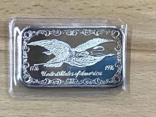 1776-1976 アメリカ合衆国 鷲と旗 シルバーアートバー E9949