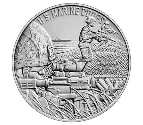 アメリカ造幣局 1オンス銀貨 アメリカ海兵隊勲章（OGPおよびCOA付き）
