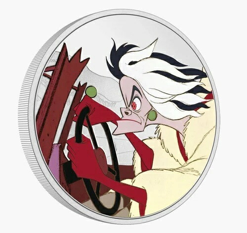 ディズニー 101匹わんちゃん クルエラ・ド・ヴィル 1オンス 銀貨 ニウエ 2ドル 2022年