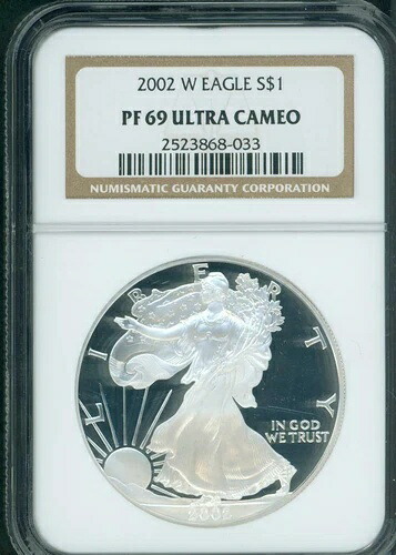 2002-W アメリカン シルバー イーグル ASE S$1 NGC PF69 PR69 プルーフ ウルトラ カメオ UCAM !